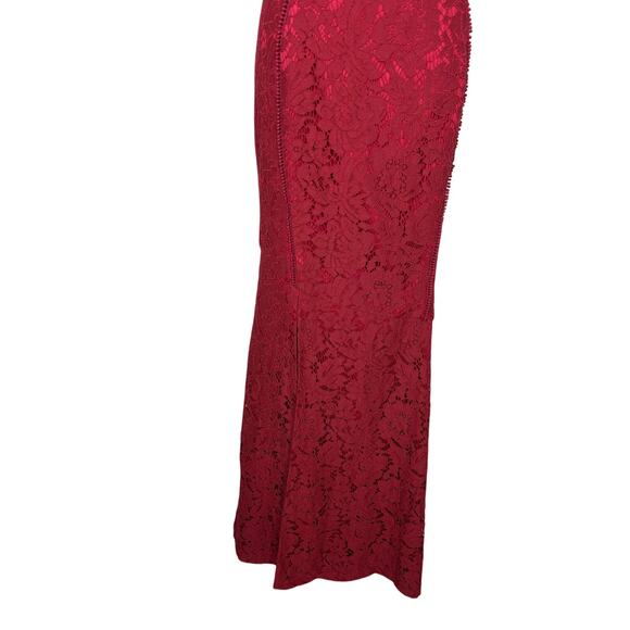 Elegant Red Lace Maxi Dress - Picture 2 of 7